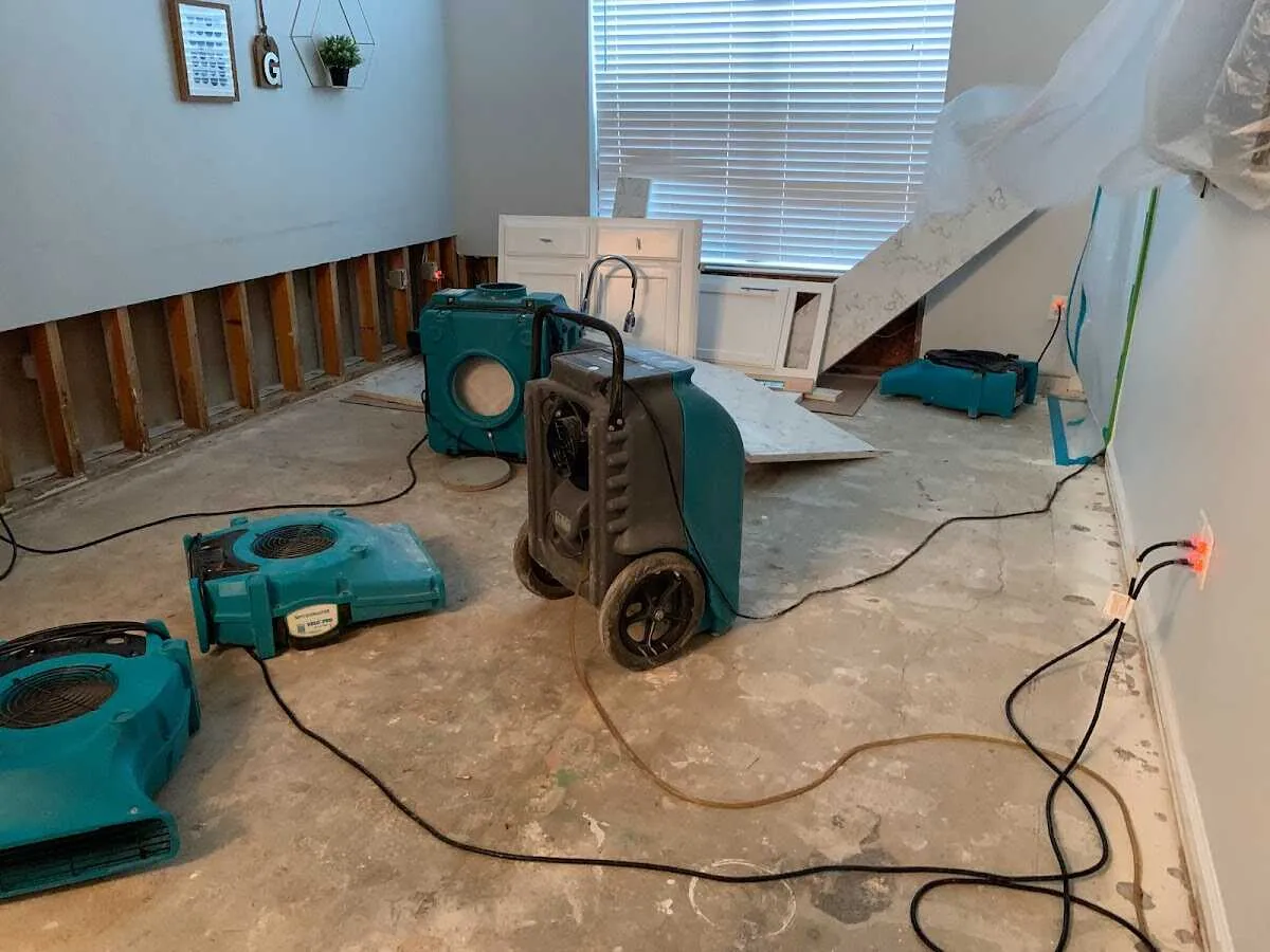 Dehumidifier in flood-cut room for Water Damage Restoration in St. Helena